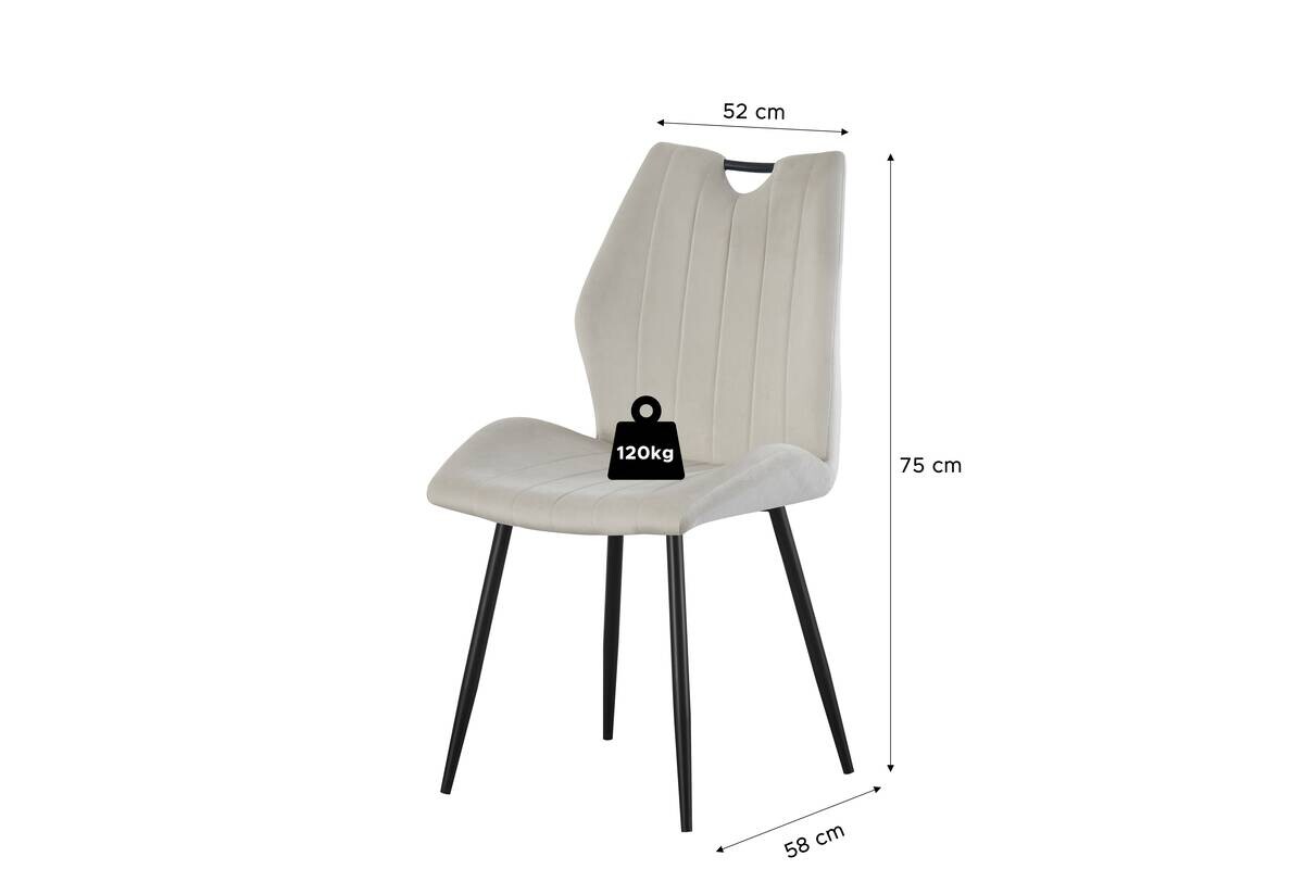 Stuhl CHRISTIN, 2er Set creme Samt B/H/T: ca. 52x58x75 cm