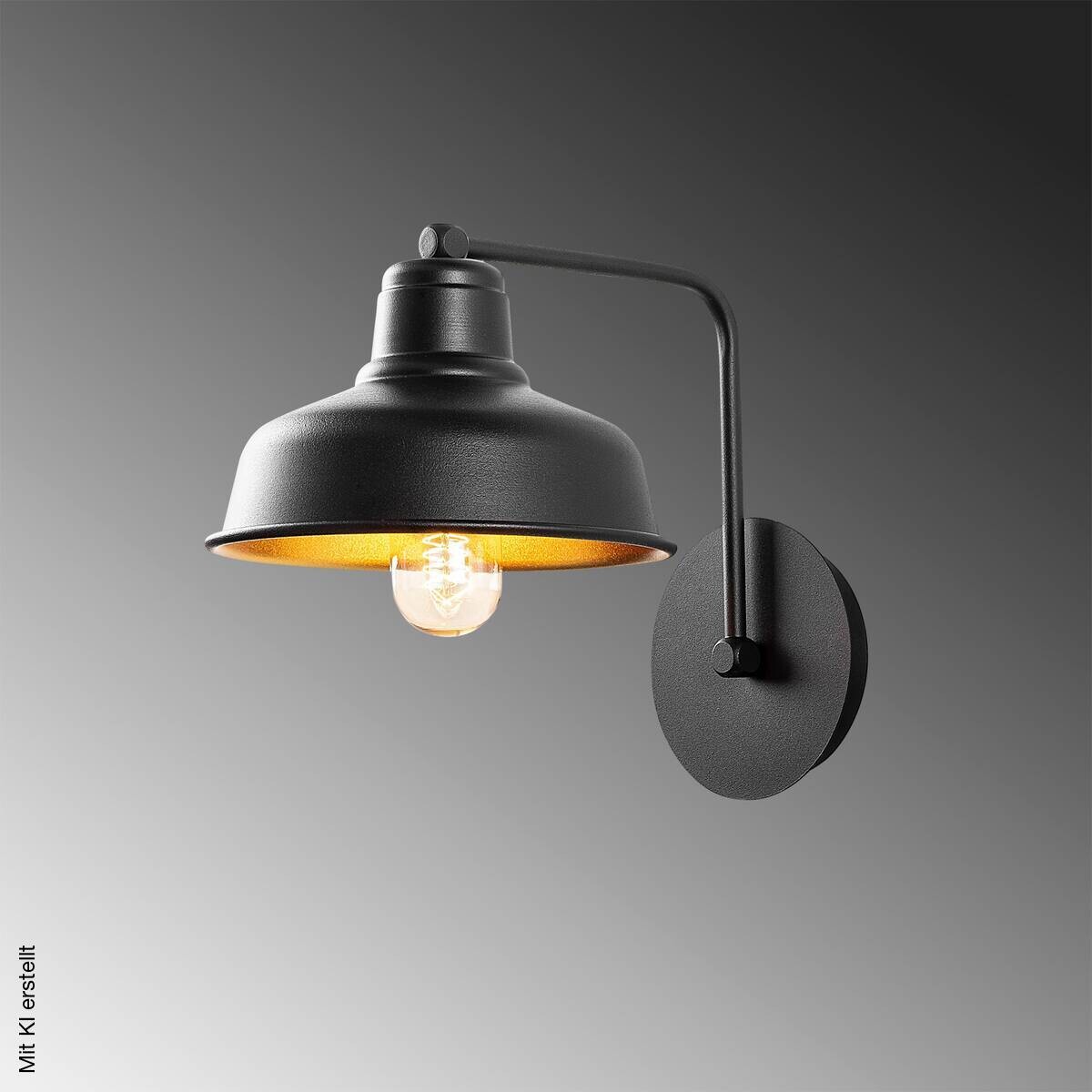 Opviq Wandleuchte schwarz Metall B/H/L: ca. 27x24x19 cm E27 1 Brennstellen