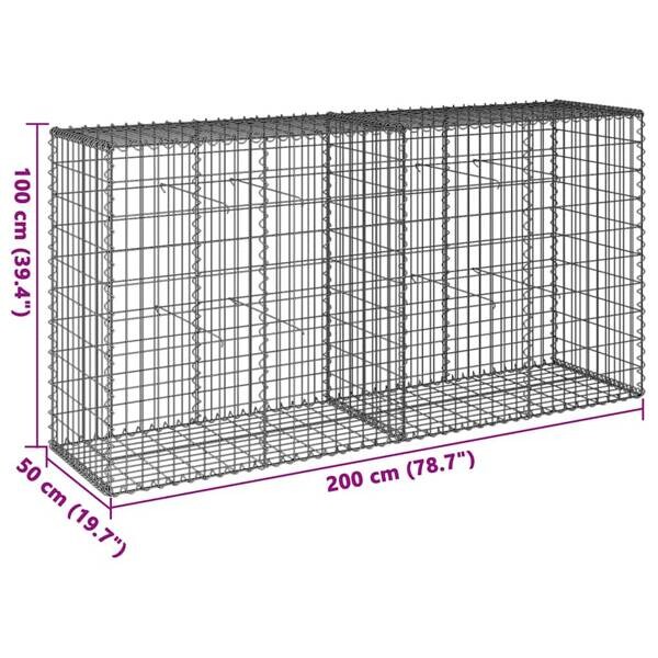 Gabionen-Korbe silber Eisen B/H/L: ca. 50x100x200 cm