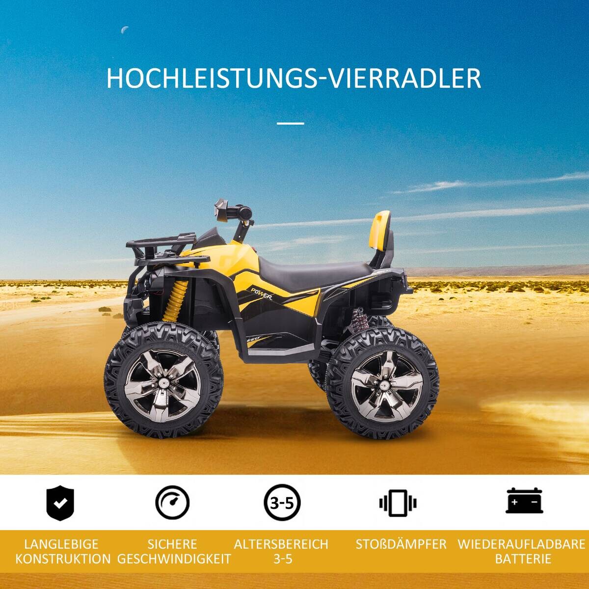 HOMCOM Kinderauto gelb B/H/L: ca. 65x100x73 cm