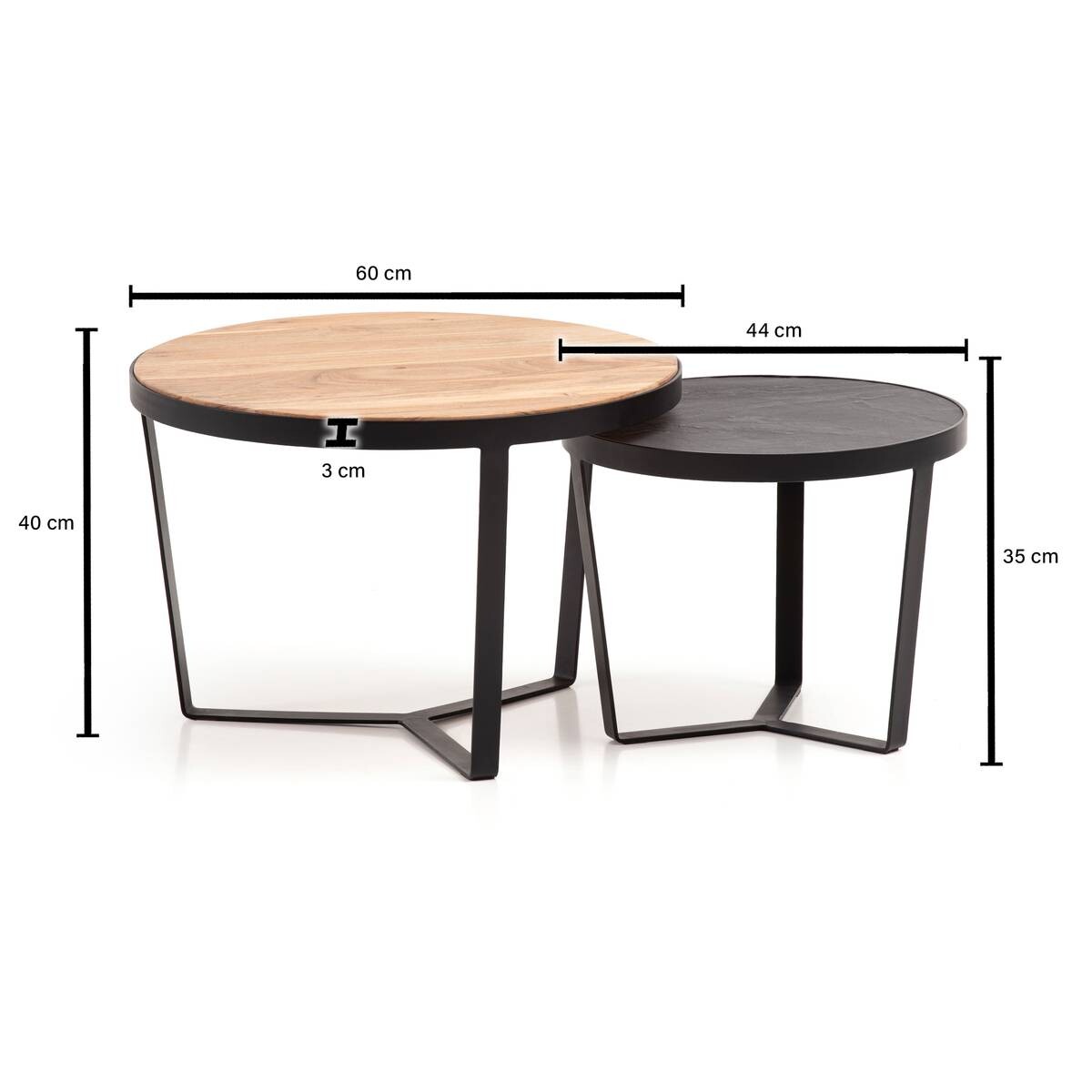 Wohnling Couchtisch 2er.-Set. B/H/T: ca. 60x40x60 cm