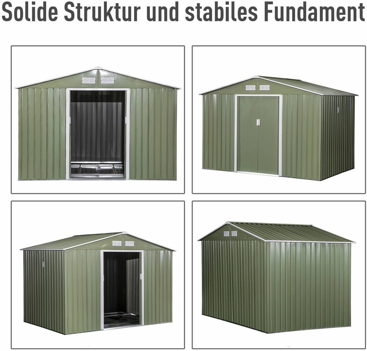 Outsunny Gartenschuppen grau Metall B/H/L: ca. 191x192x277 cm