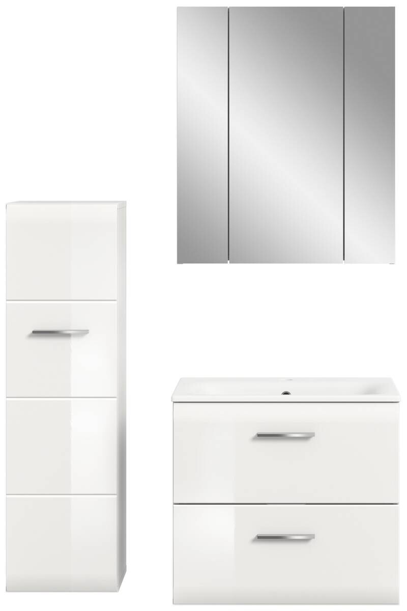 Badezimmer-Set Ice weiß weiß Hochglanz B/H/T: ca. 105x185x46 cm