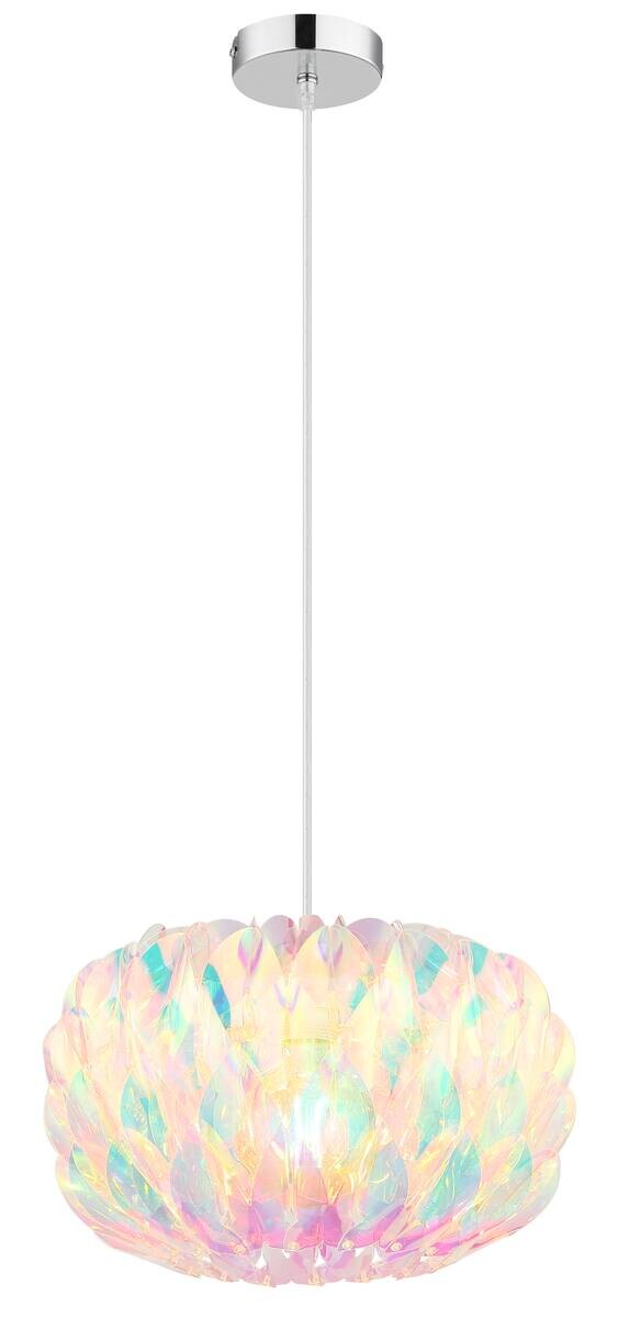 GLOBO Pendelleuchte Chrom Kunststoff Metall H/D: ca. 120x35 cm E27 1 Brennstellen