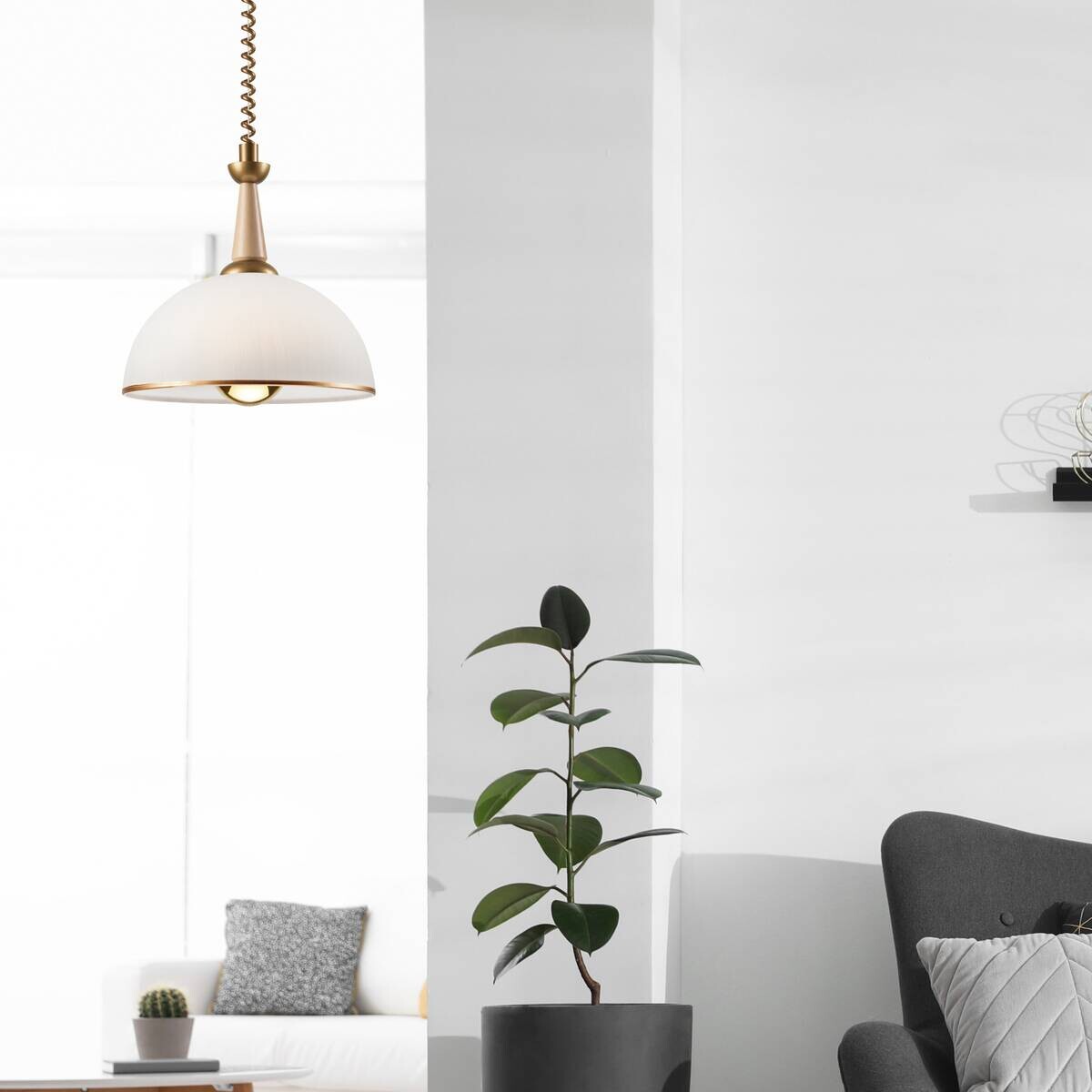 Lamkur Deckenleuchte gold Glas B/H/L: ca. 64x30x64 cm E27 1 Brennstellen