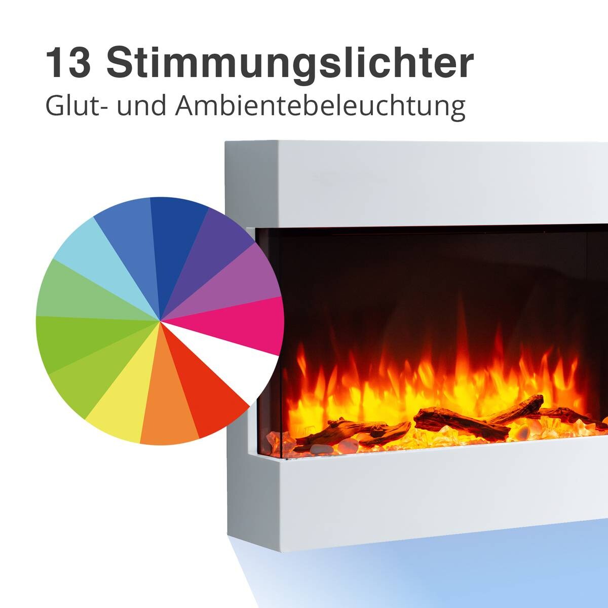 Balderia Wandkamin Elektrischer-Kamin Alva weiß MDF B/H/T: ca. 63,4x72,6x20 cm