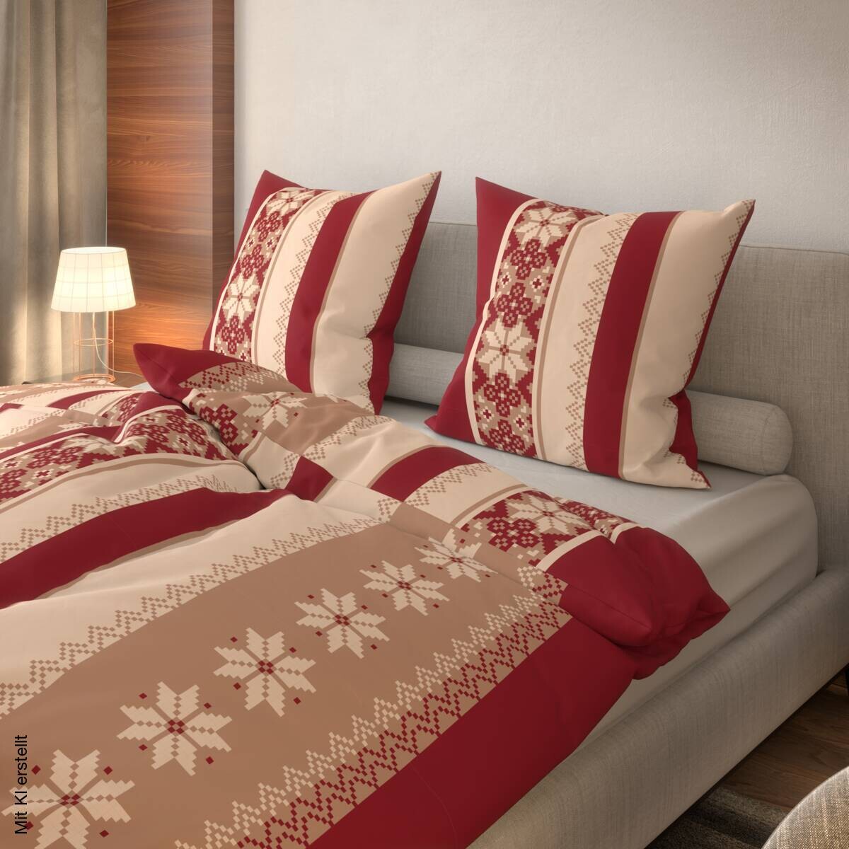 Microfaser Bettwäsche Fleece rot 100% Polyester B/L: ca. 135x200 cm