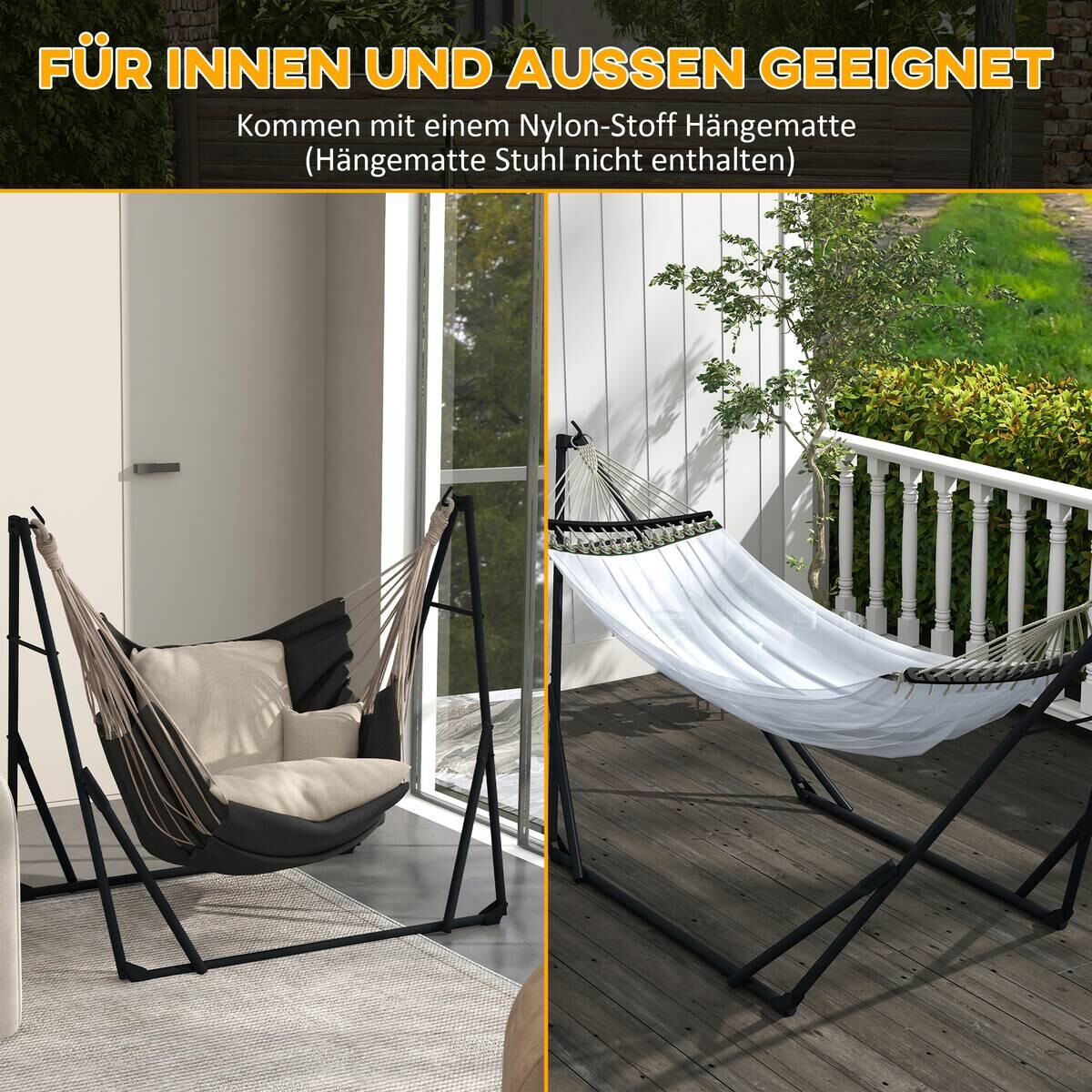 Outsunny Hängemattengestell weiß Nylon B/H/L: ca. 89x263x100 cm