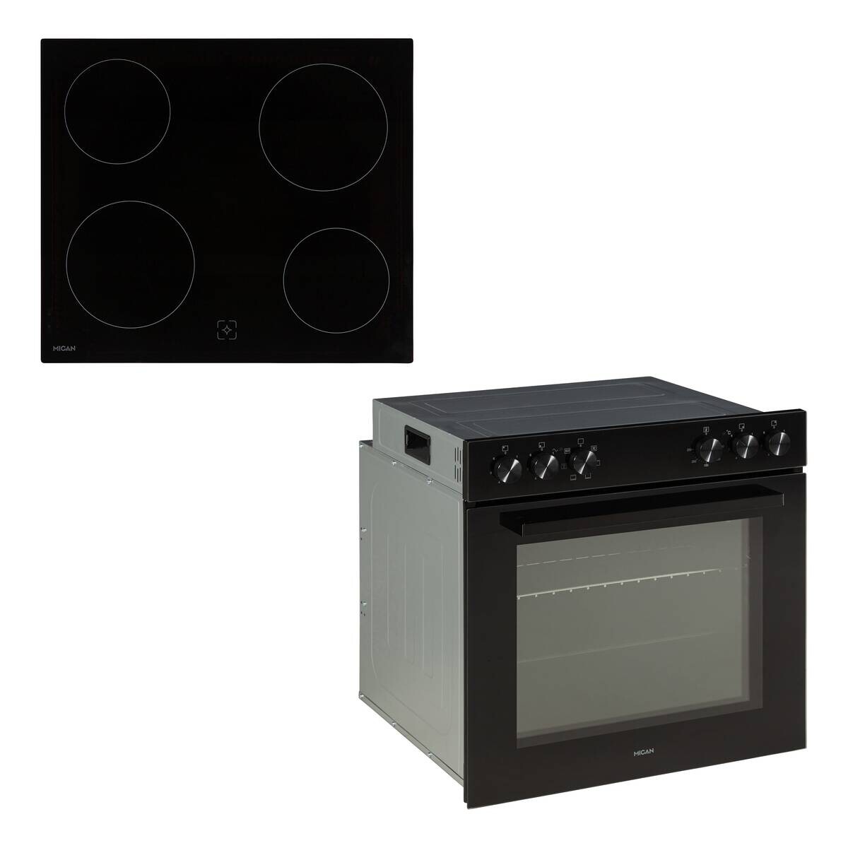 Mican Einbauherdset HSU73S schwarz Edelstahl B/H/T: ca. 59,5x59,5x57,5 cm