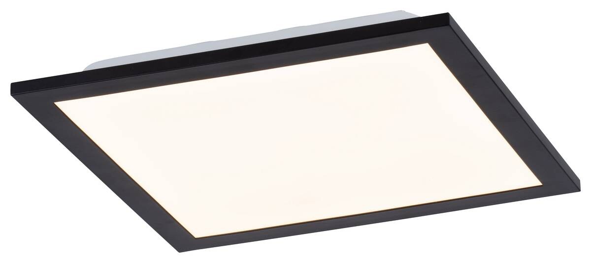 Just Light Deckenleuchte Flat schwarz Opal Aluminium B/H/L: ca. 29,5x5,8x29,5 cm
