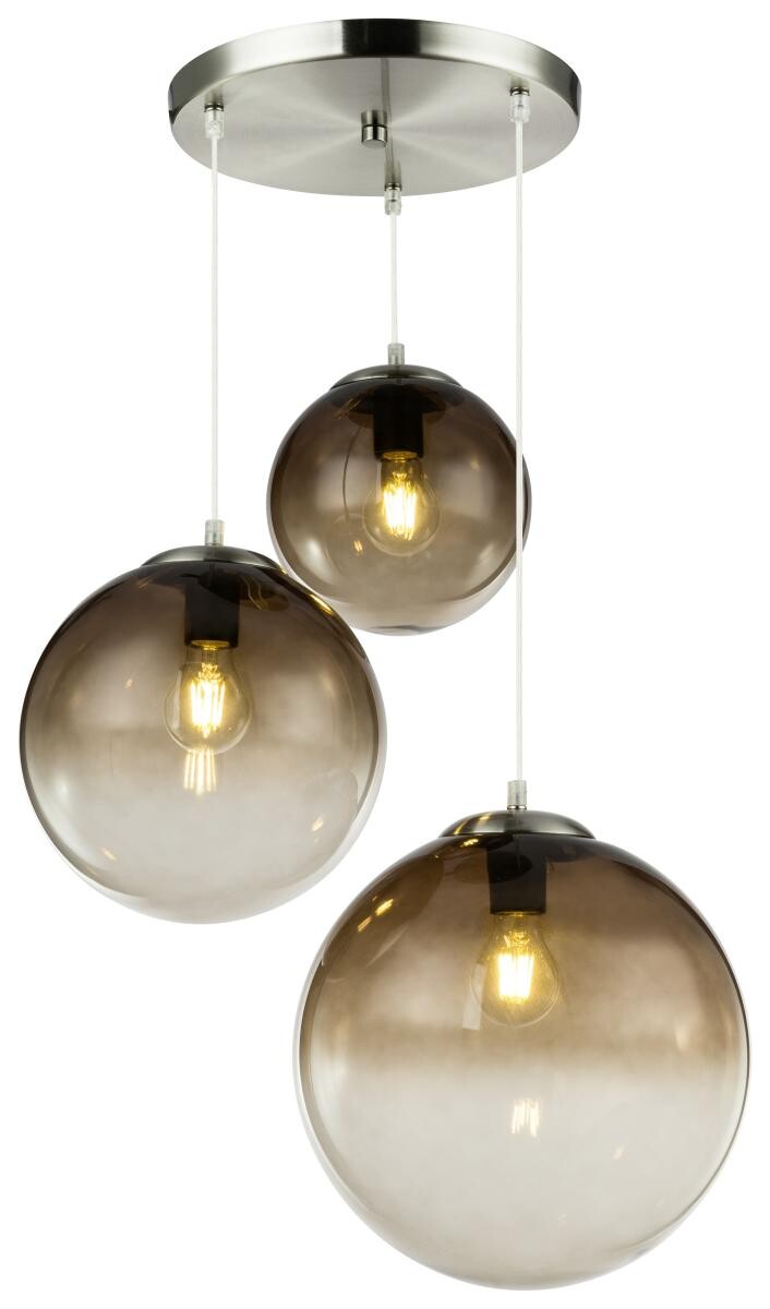 GLOBO Pendelleuchte Varus Chrom Rauchglas H/D: ca. 120x51 cm E27 3 Brennstellen