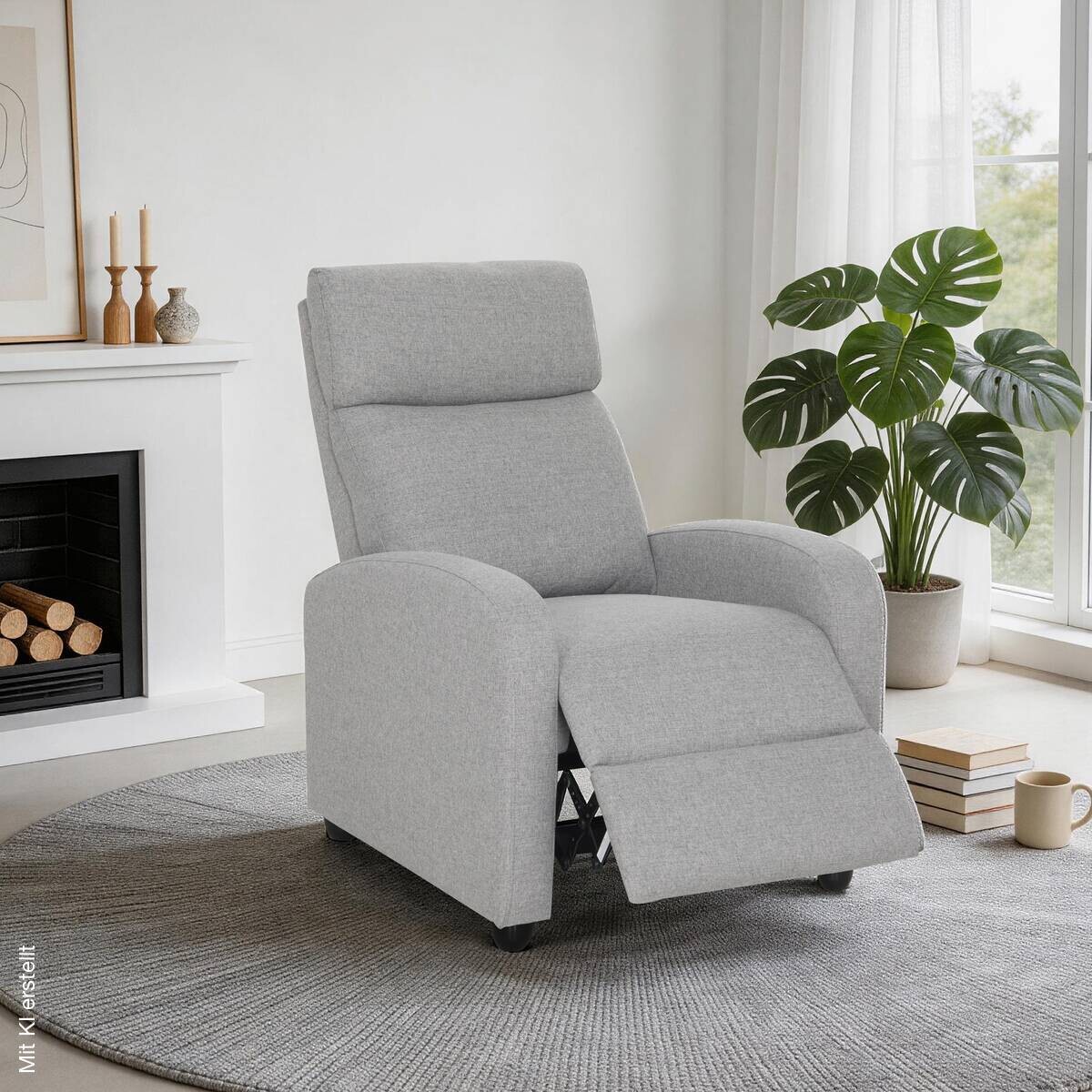 TV-Sessel grau Polyester B/H/T: ca. 68,5x100x86 cm