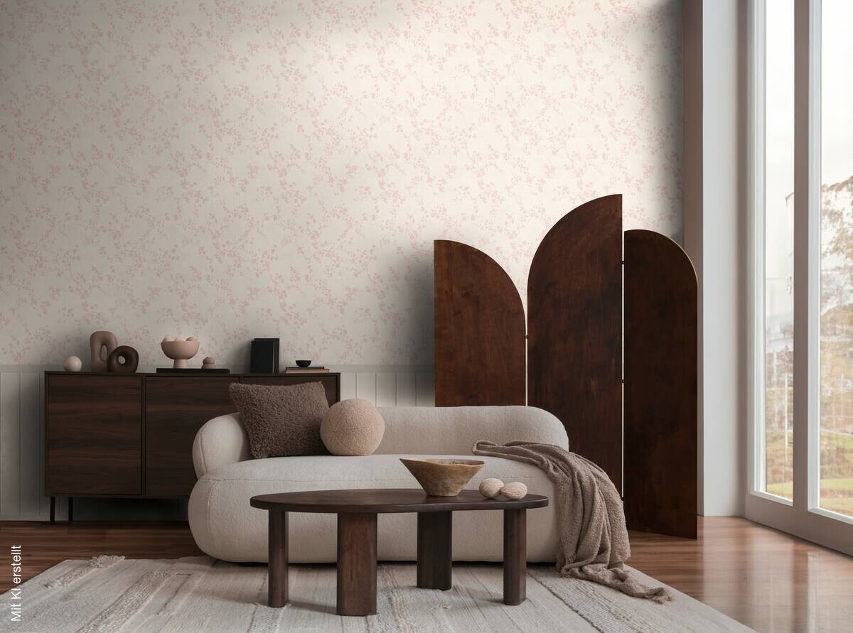 Livingwalls Fototapete Floral rosa creme B/L: ca. 280x159 cm