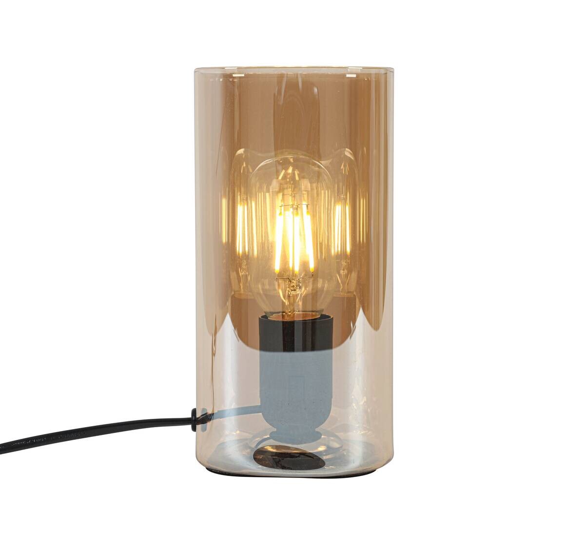 Nolo Tischleuchte Paige amber Glas B/H/L: ca. 9,5x20x9,5 cm E27 1 Brennstellen