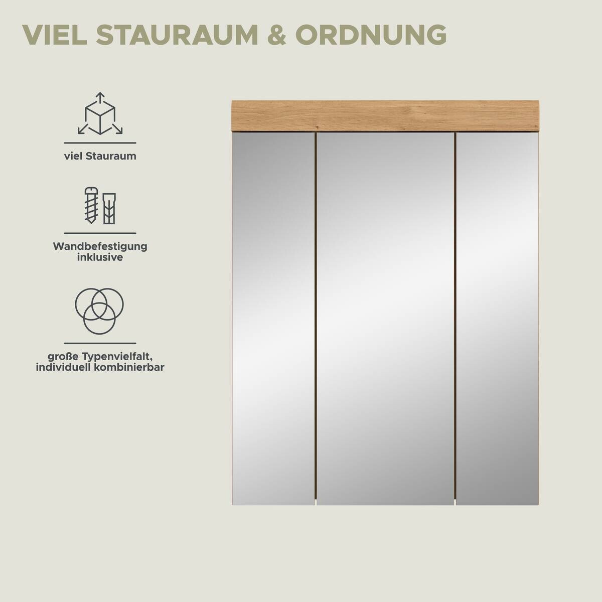 Spiegelschrank Scout Eiche Artisan Nachbildung salbei Nachbildung B/H/T: ca. 60x79x18 cm