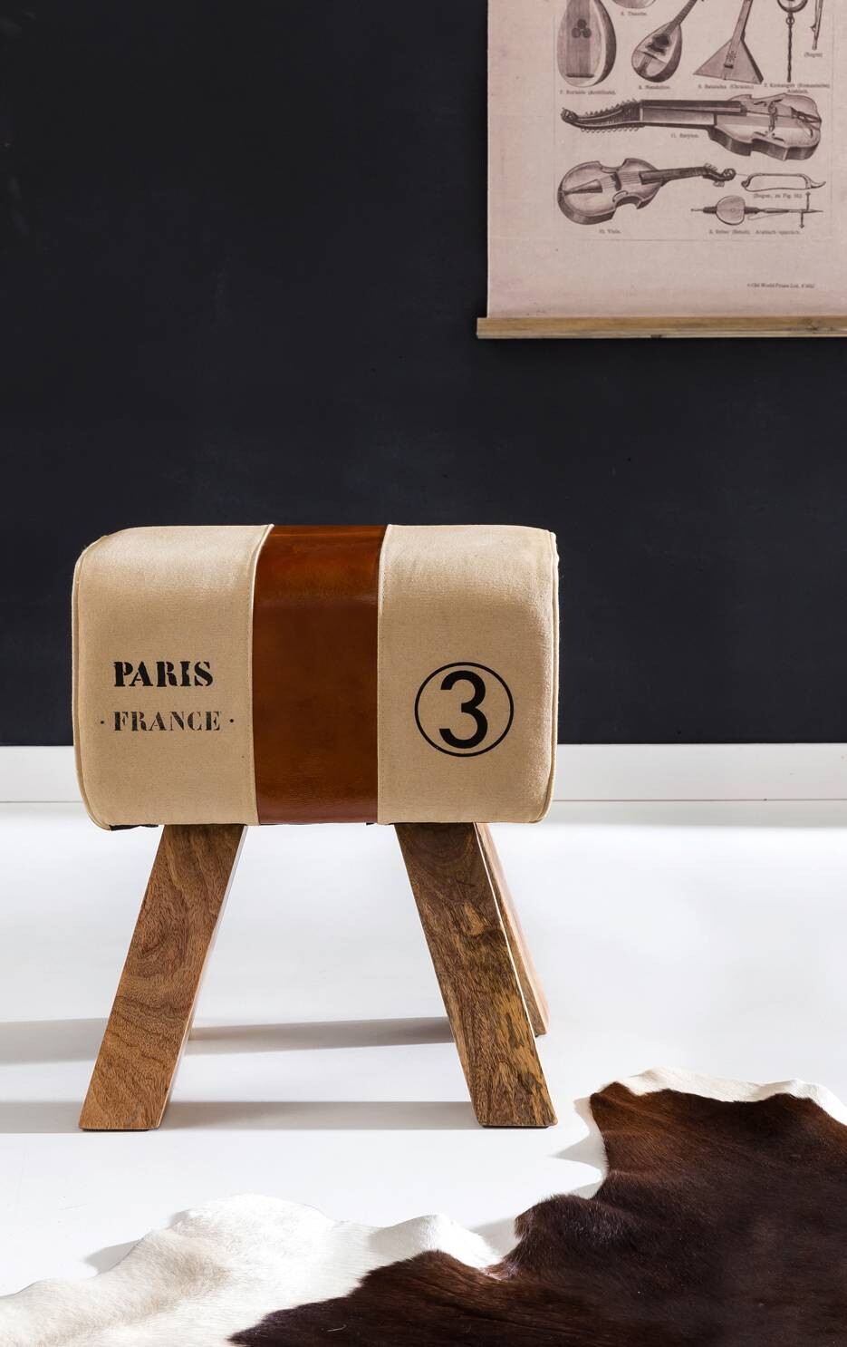 Wohnling Sitzhocker beige B/H/T: ca. 40x47x30 cm