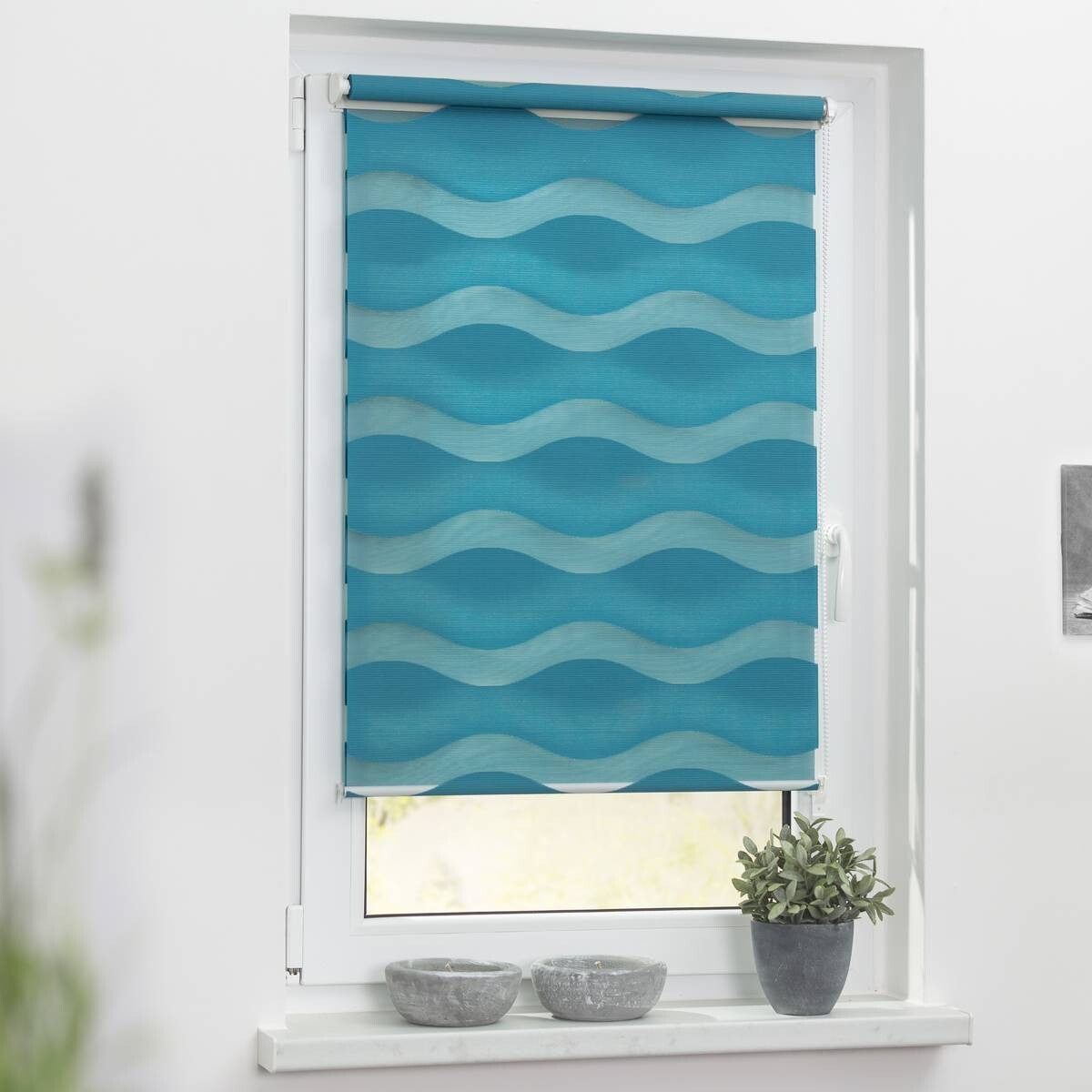 LICHTBLICK Doppelrollo Duo Welle petrol B/L: ca. 110x150 cm