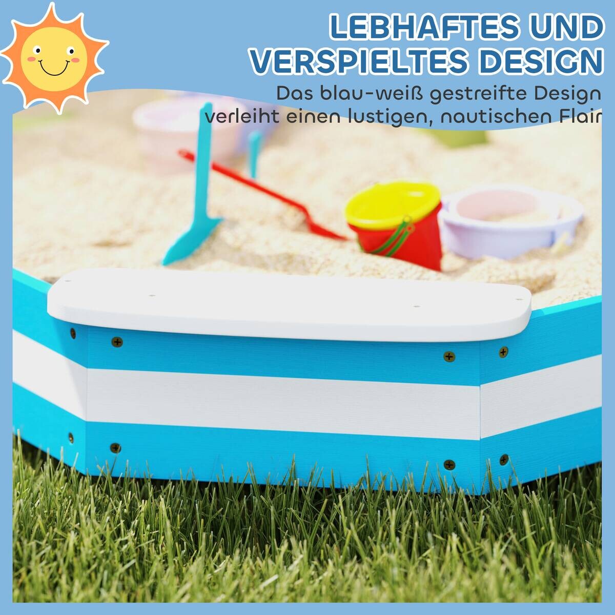 AIYAPLAY Sandkasten blau B/H/L: ca. 133x16x133 cm