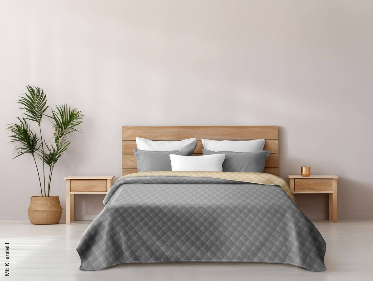 Tagesdecke grau Polyester B/L: ca. 220x240 cm