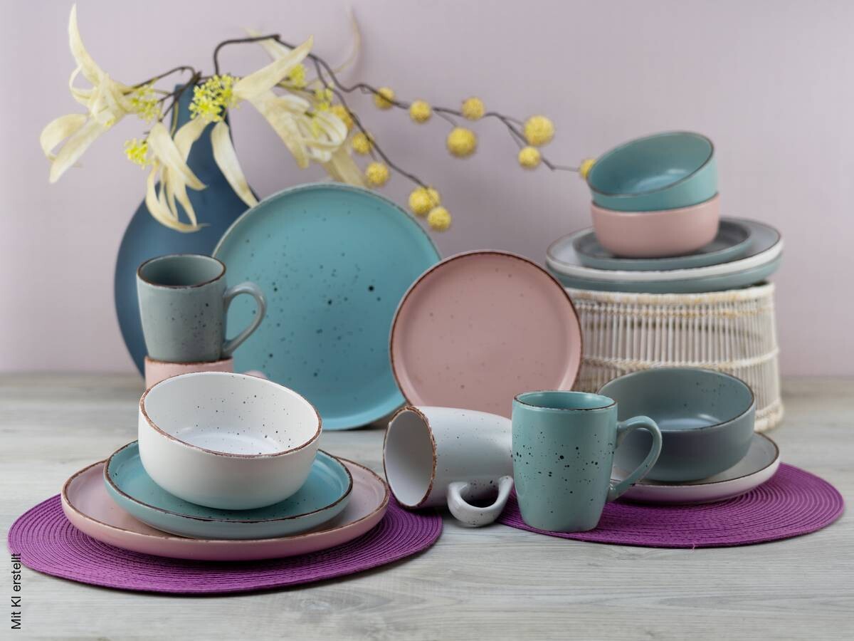 CreaTable Kombiservice Modern Fashion multicolor Steinzeug 16 tlg.