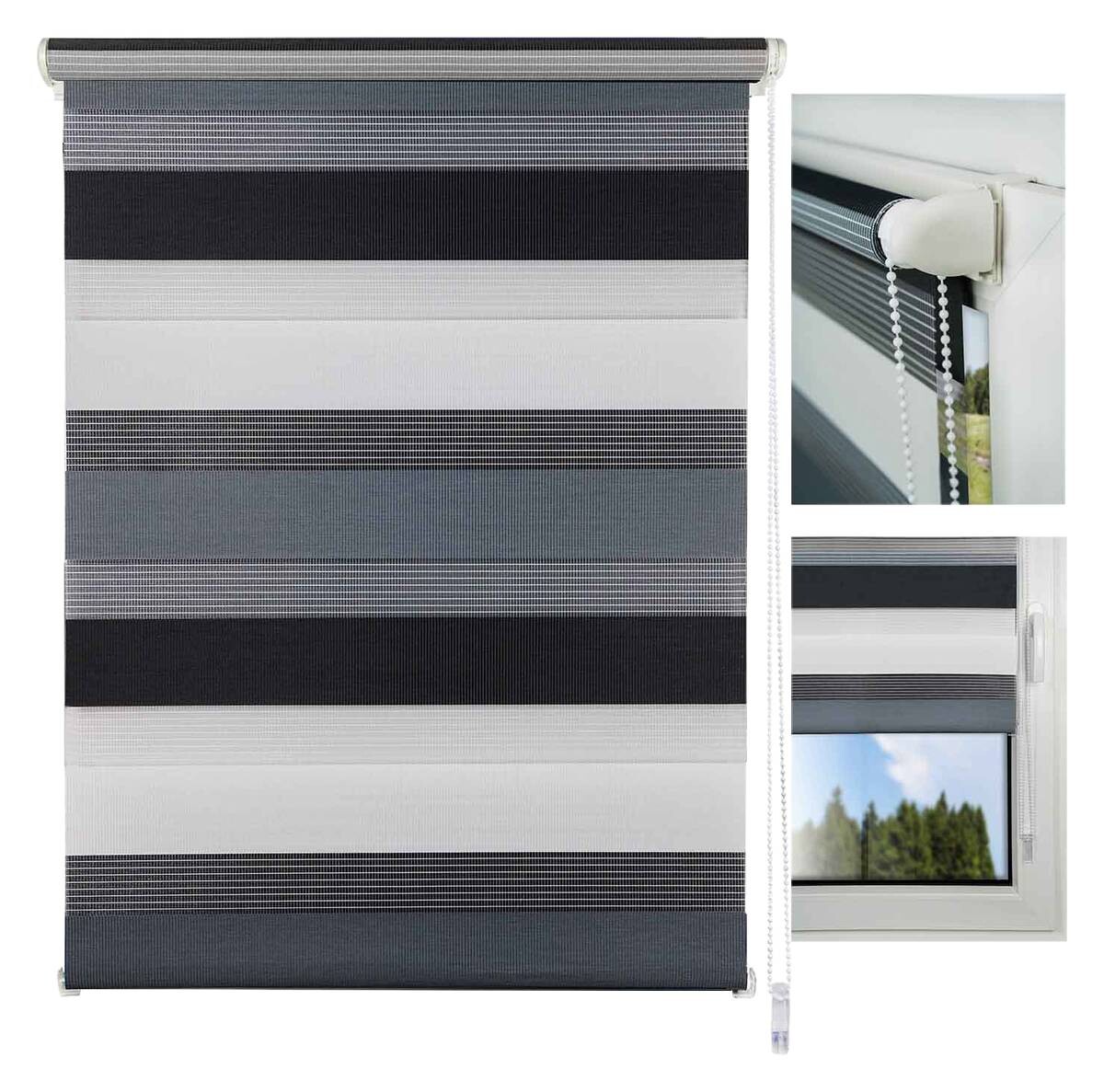Doppelrollo Just-Triple grau B/L: ca. 140x160 cm