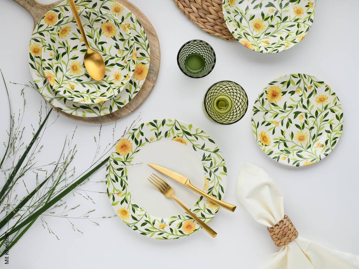 CreaTable Tafelservice Amarilla gelb Steingut 12 tlg.