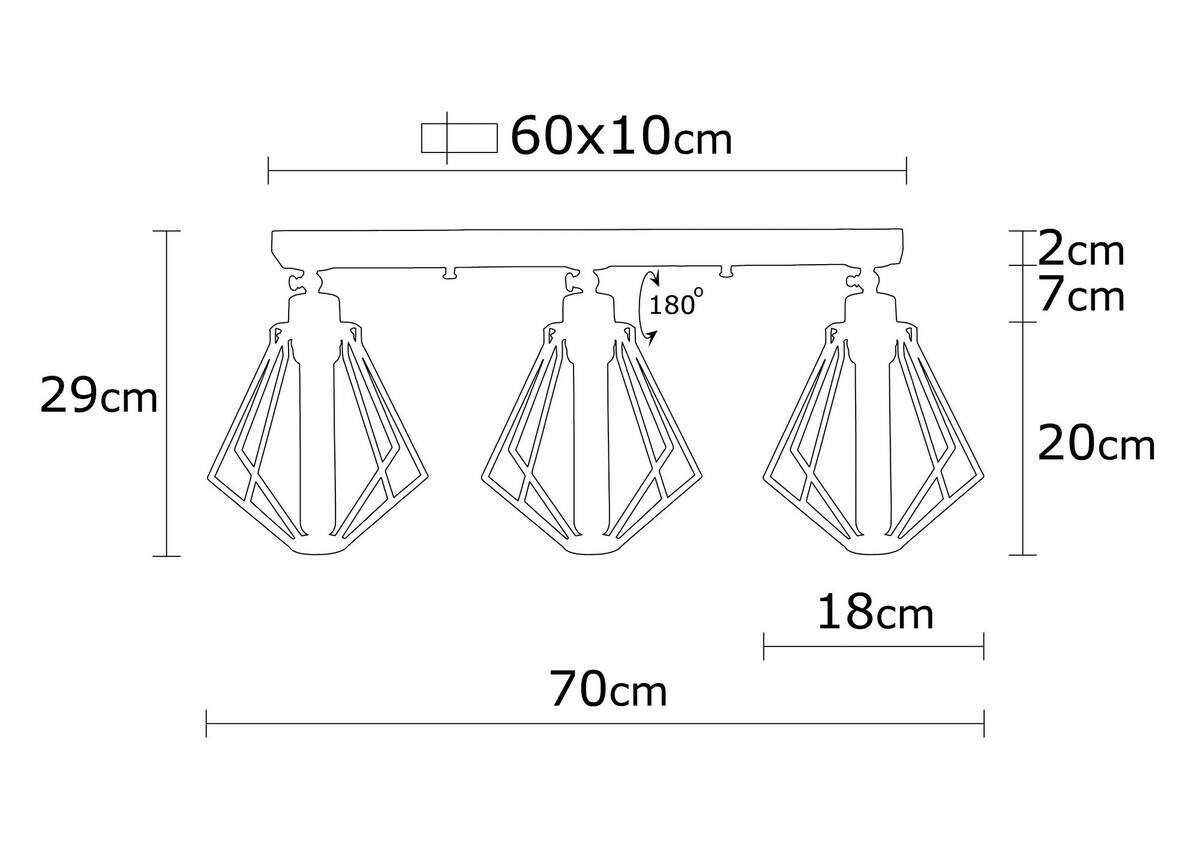 Opviq Deckenleuchte Oylat gold schwarz Metall B/H/T/L/D: ca. 18x29x18x70x18 cm E27 3 Brennstellen