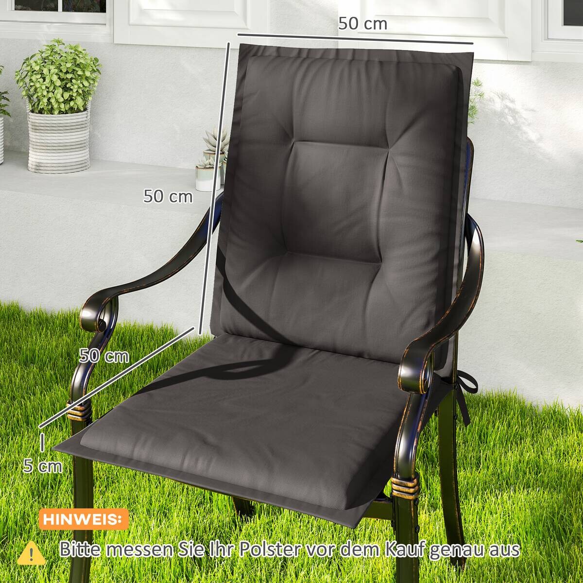 Outsunny Sitzkissen 4er Set dunkelgrau Polyester B/H/L: ca. 50x5x108 cm