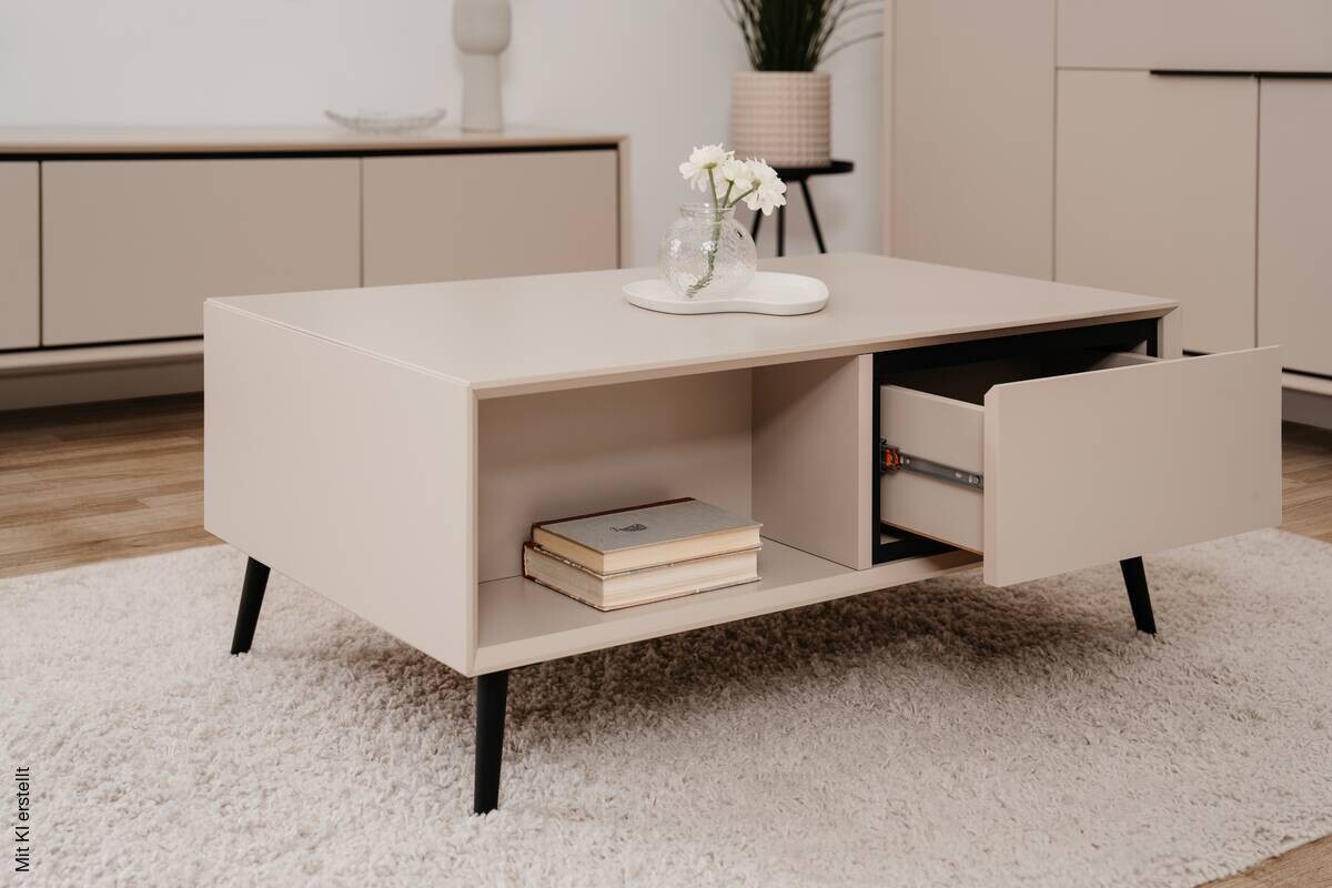 Couchtisch Arona sand schwarz B/H/T: ca. 94x40x55 cm