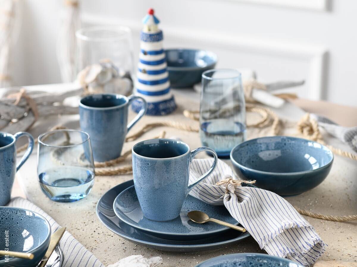 CreaTable Kombiservice Reactive BLUE petrol Keramik