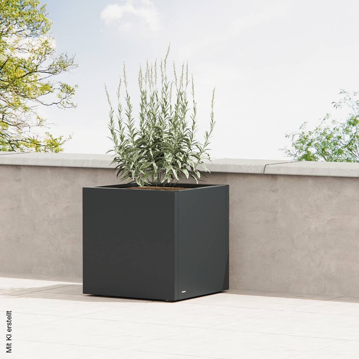 Herstera Garden Pflanzkübel Cube anthrazit Metall B/H/L: ca. 60x60x60 cm