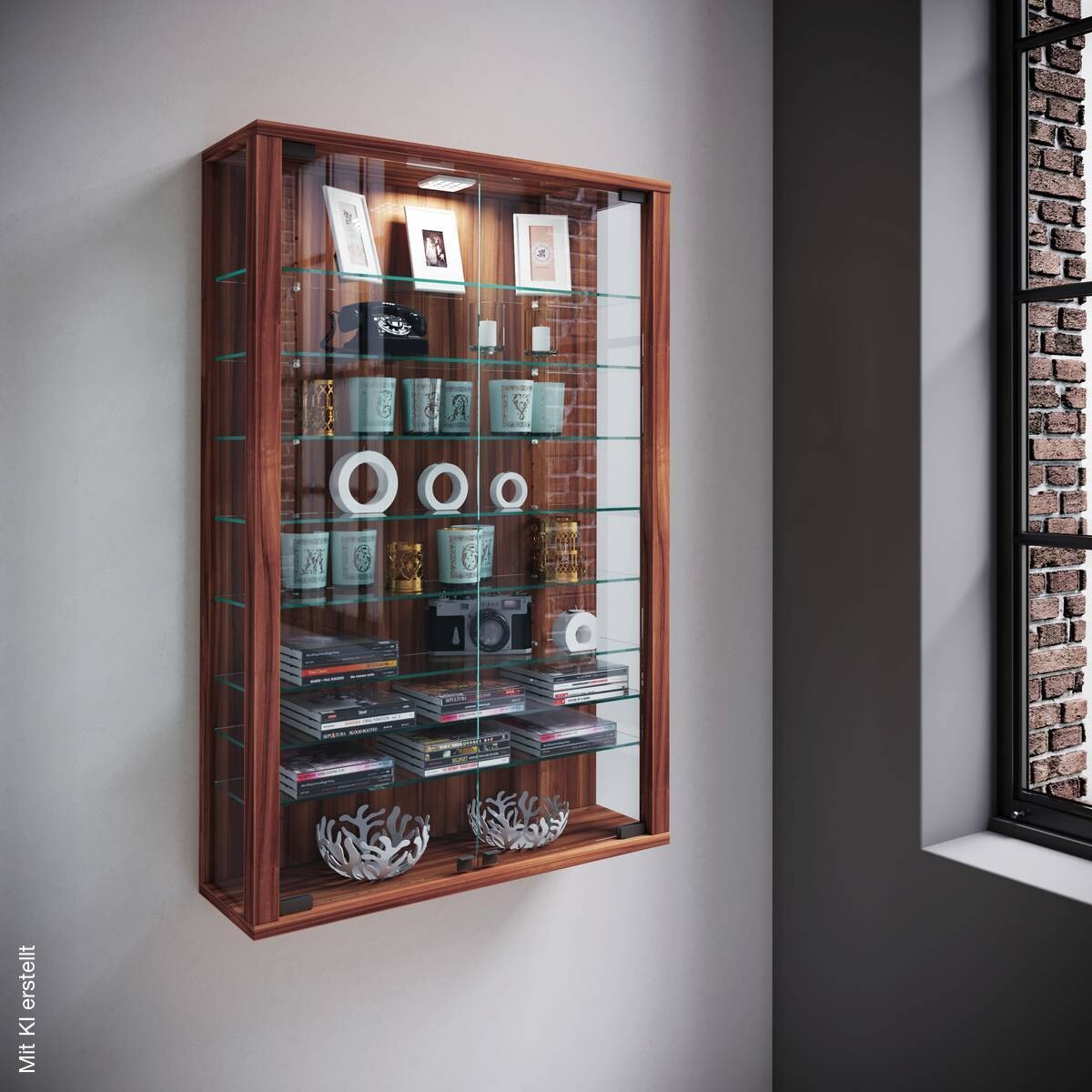 Vitrine Vitrosa Mini nussbaum Nachbildung Holzwerkstoff Glas B/H/T: ca. 59x90x18 cm