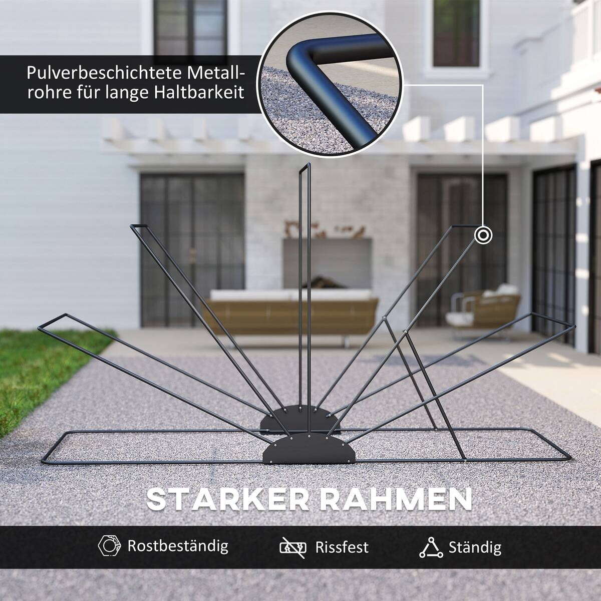 Outsunny Motorradgarage schwarz B/H/L: ca. 135x191x345 cm