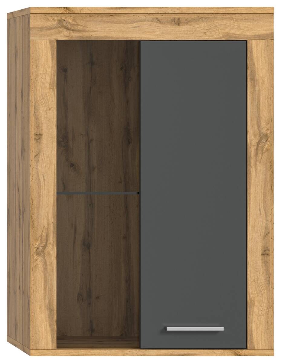 Vitrine Jam Eiche Wotan Nachbildung grau B/H/T: ca. 60x86x35 cm