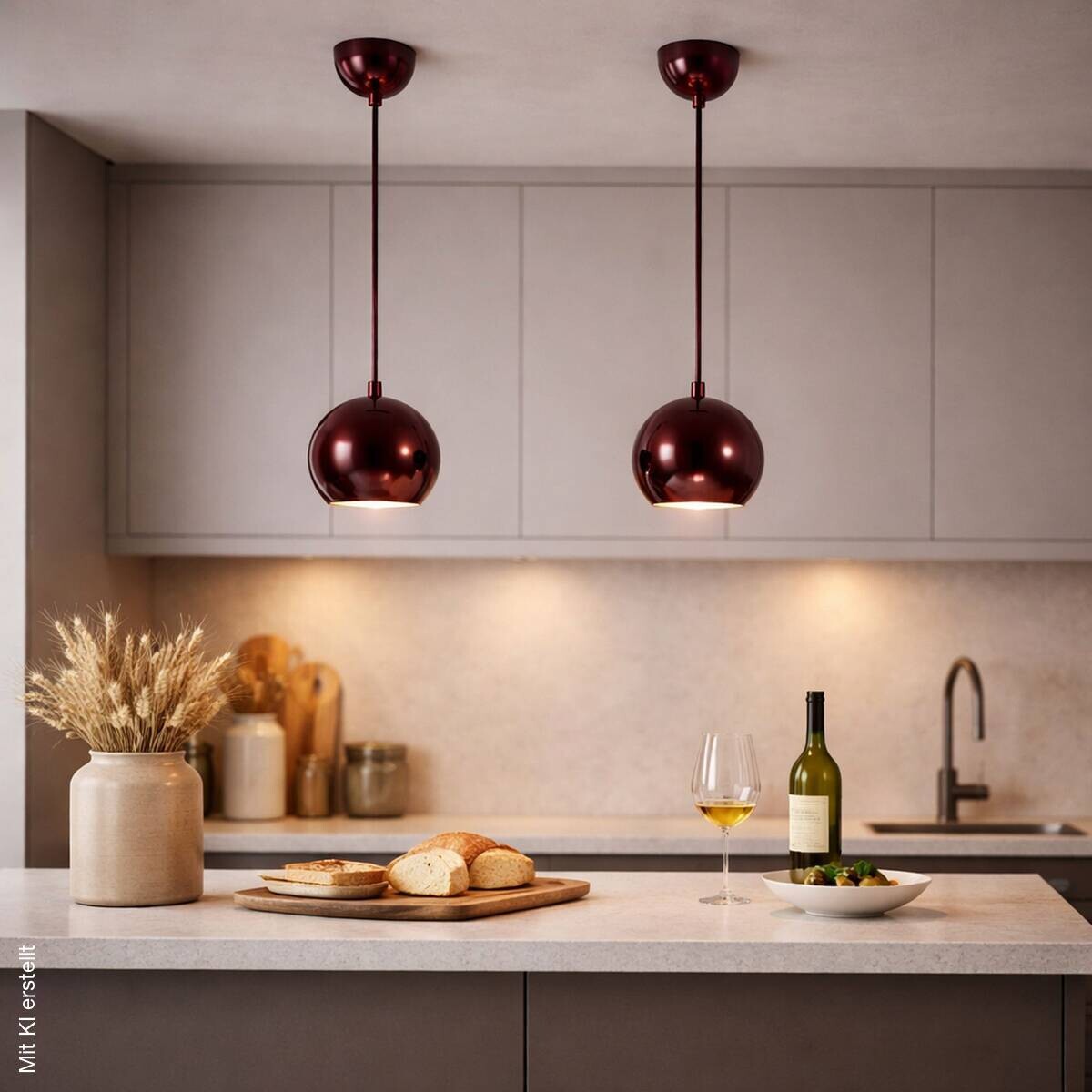 Opviq Pendelleuchte weinrot B/H/T: ca. 15x111x15 cm E27 1 Brennstellen
