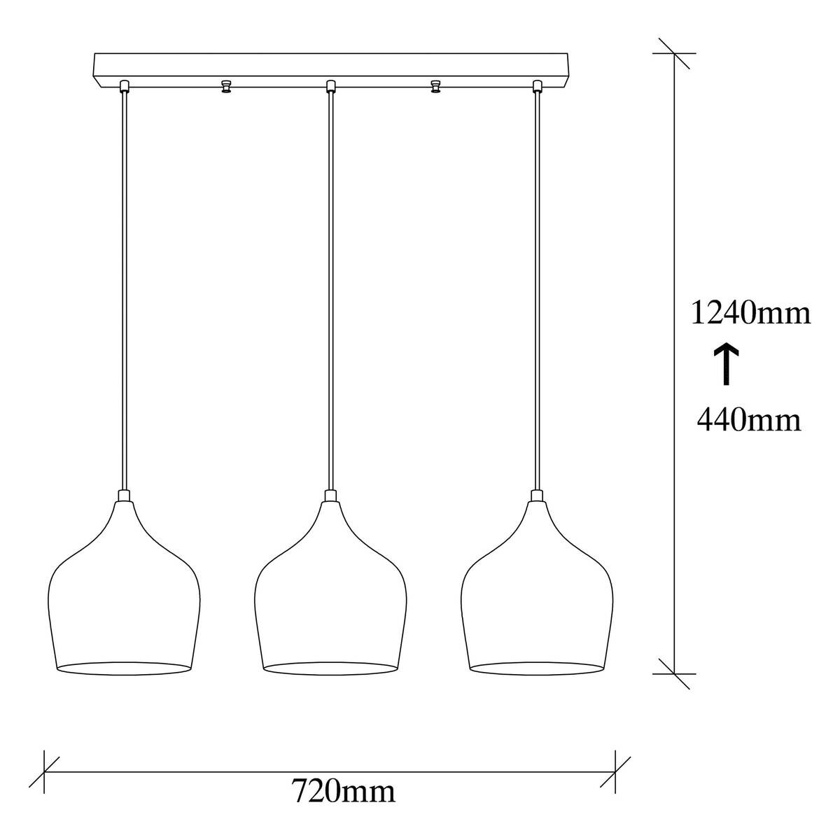 Opviq Pendelleuchte messing B/H/T: ca. 72x124x22 cm E27 3 Brennstellen