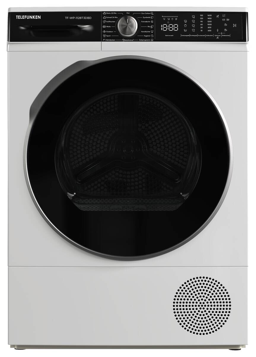 Telefunken Wärmepumpentrockner TF-WP-1128T3DBD weiß B/H/T: ca. 59,6x84,5x60,9 cm ca. 8 kg