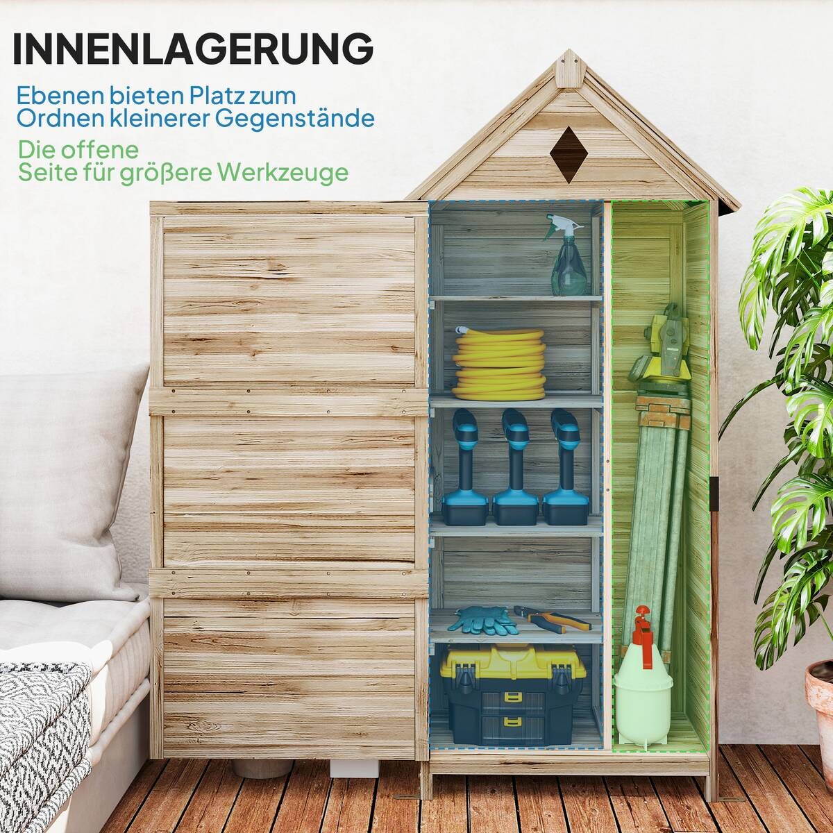 Outsunny Gartenschrank B/H/T/L: ca. 49x170x49x80 cm