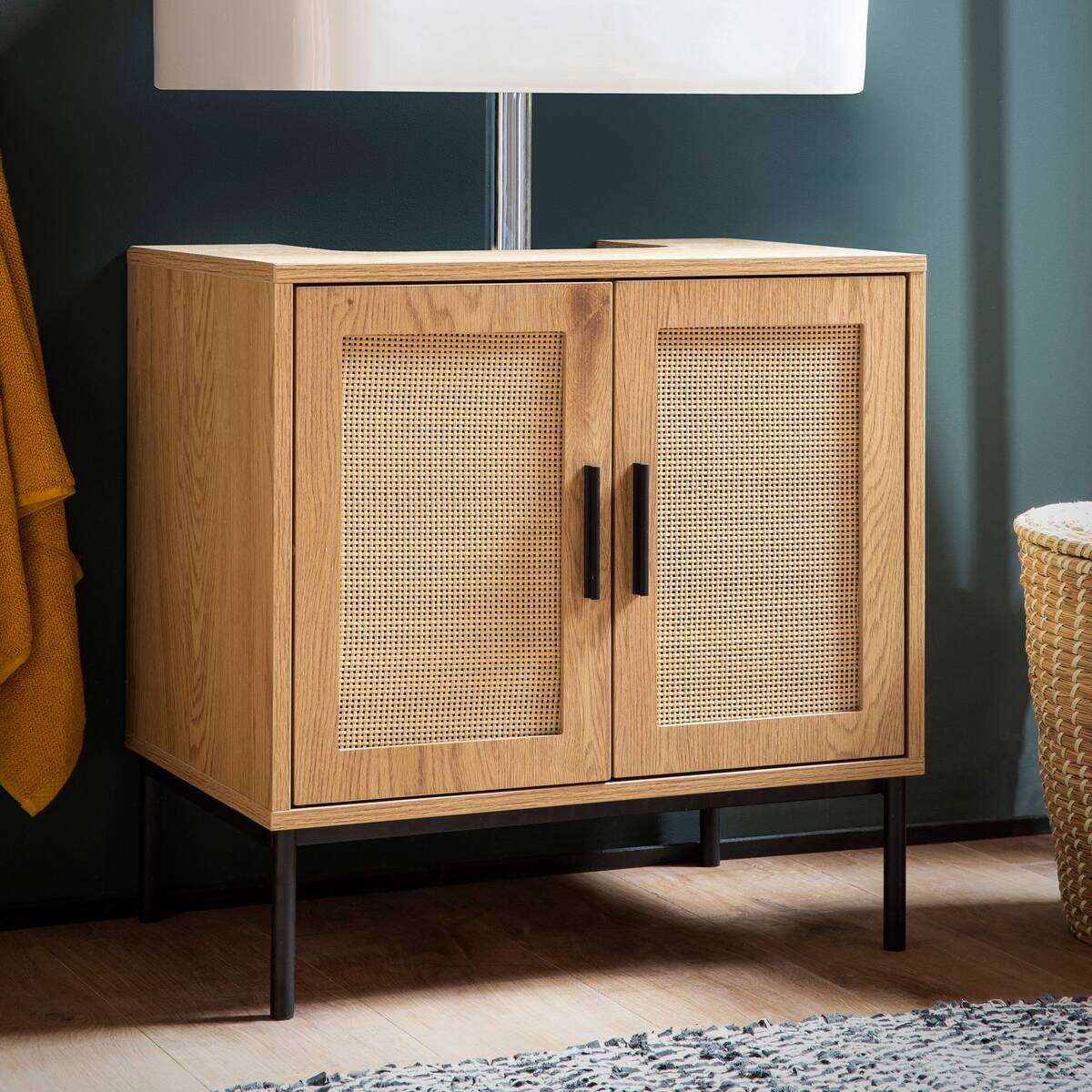 Waschbeckenunterschrank Eiche natur Optik B/H/T: ca. 60x60x40 cm