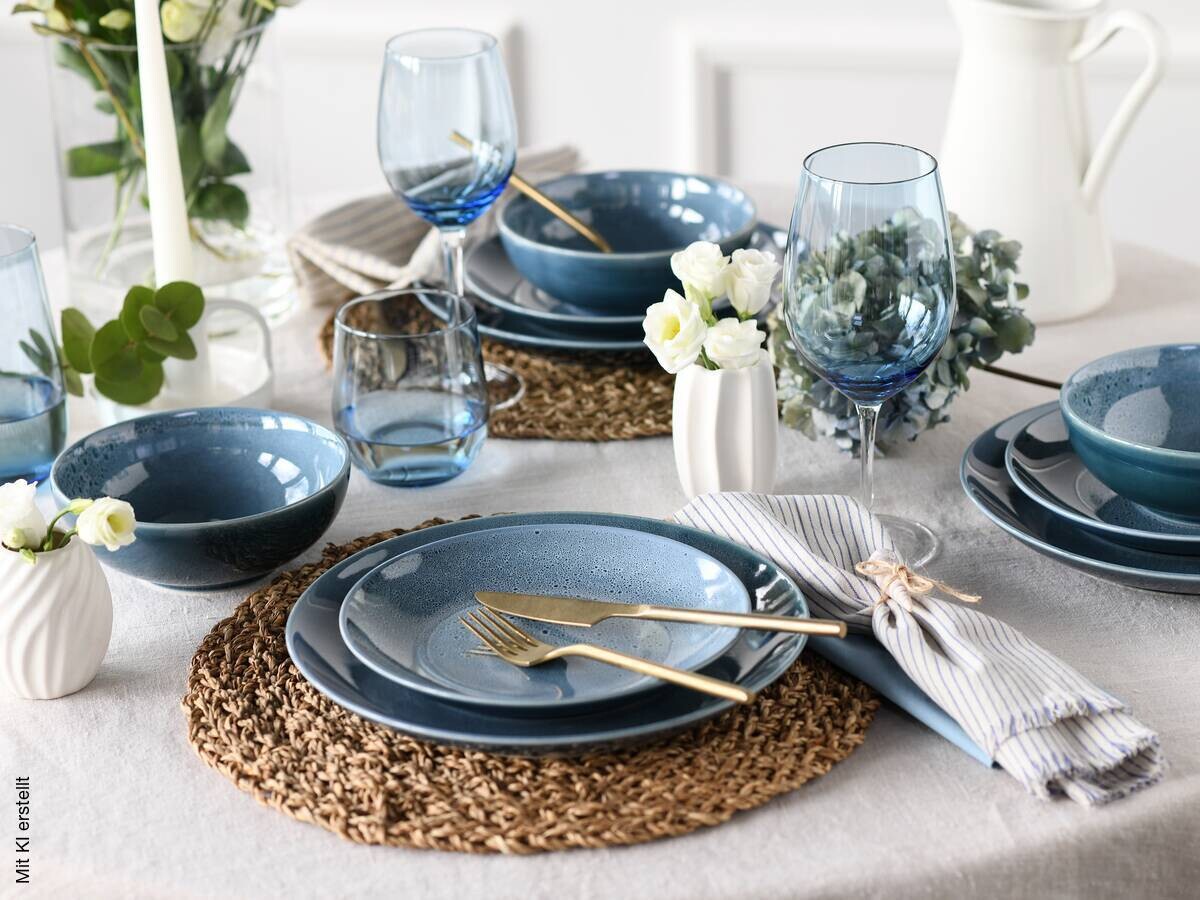 CreaTable Tafelservice Reactive BLUE petrol Keramik