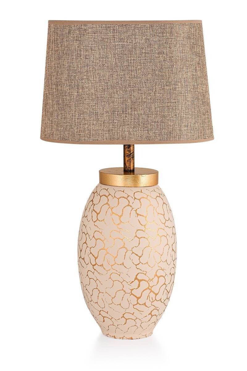 Opviq Tischleuchte creme gold Keramik B/H/L: ca. 30x55x30 cm E27 1 Brennstellen