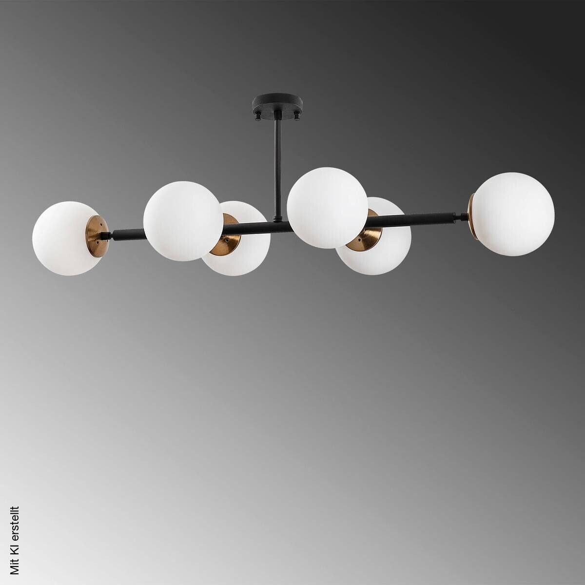 Opviq Deckenleuchte Fazli-10486 schwarz Glas B/H/T/L: ca. 110x35x40x110 cm E14 6 Brennstellen