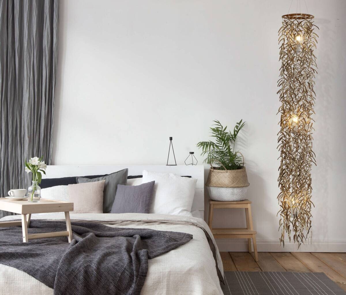 Näve Leuchten Pendelleuchte 6121111 beige Holz B/H/T: ca. 30x180x30 cm E27 3 Brennstellen