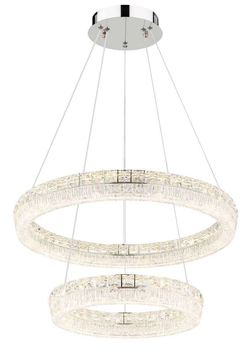 GLOBO Hängeleuchte klar Chrom Metall Acryl Glas H/D: ca. 120x60 cm 1.0 Brennstellen