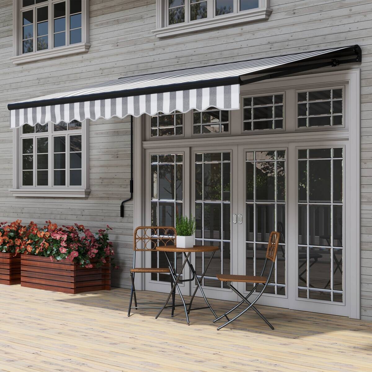 Outsunny Gelenkarmmarkise weiß B/H/L: ca. 250x150x350 cm