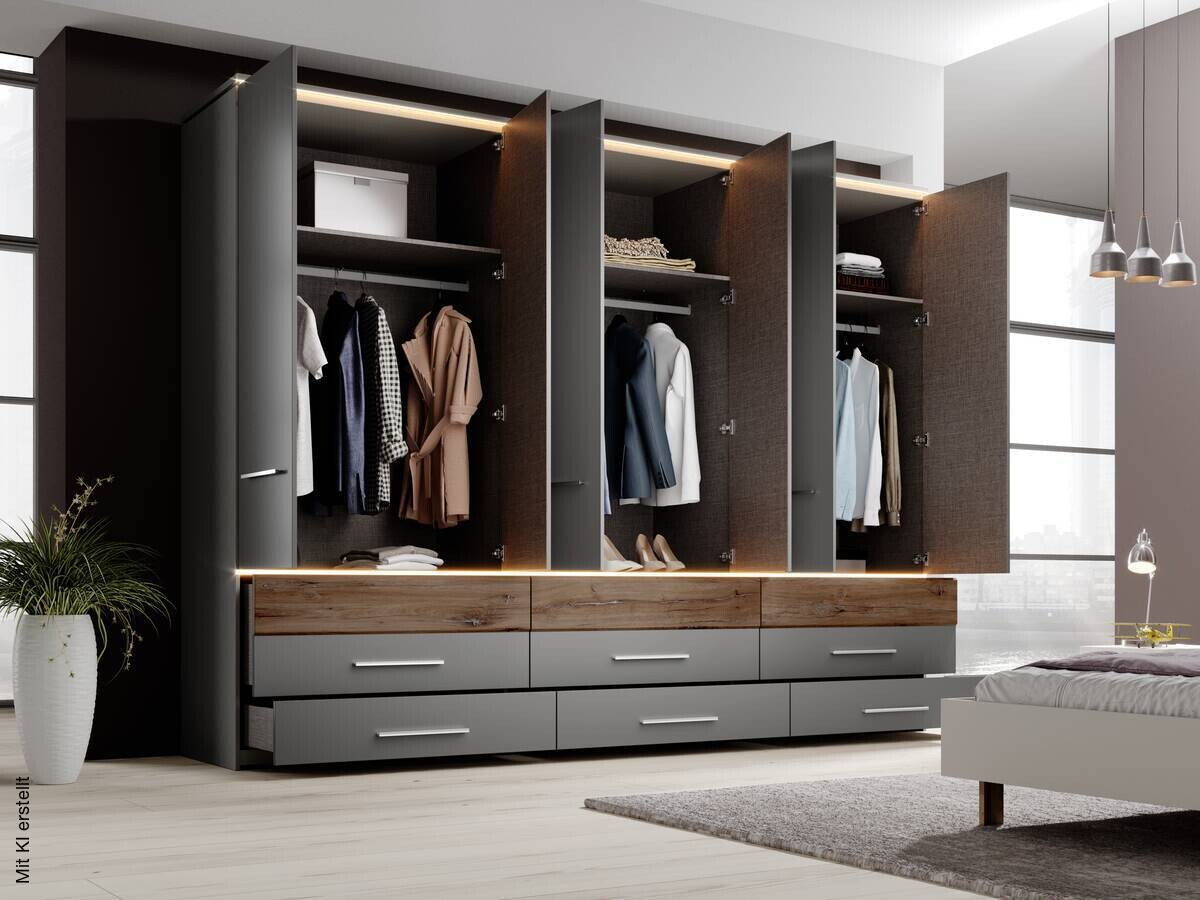 Kleiderschrank Tulsa Arktisgrau Oak Flagstaff Nachbildung B/H/T: ca. 301x229x61 cm