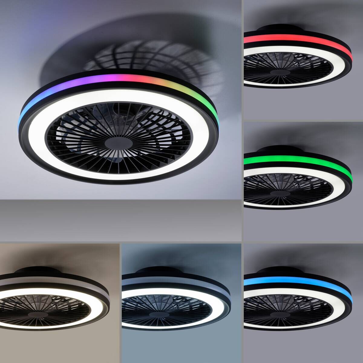 Just Light LED-Deckenventilator Brandon schwarz B/H/L: ca. 45,5x14x45,5 cm max. 36 W