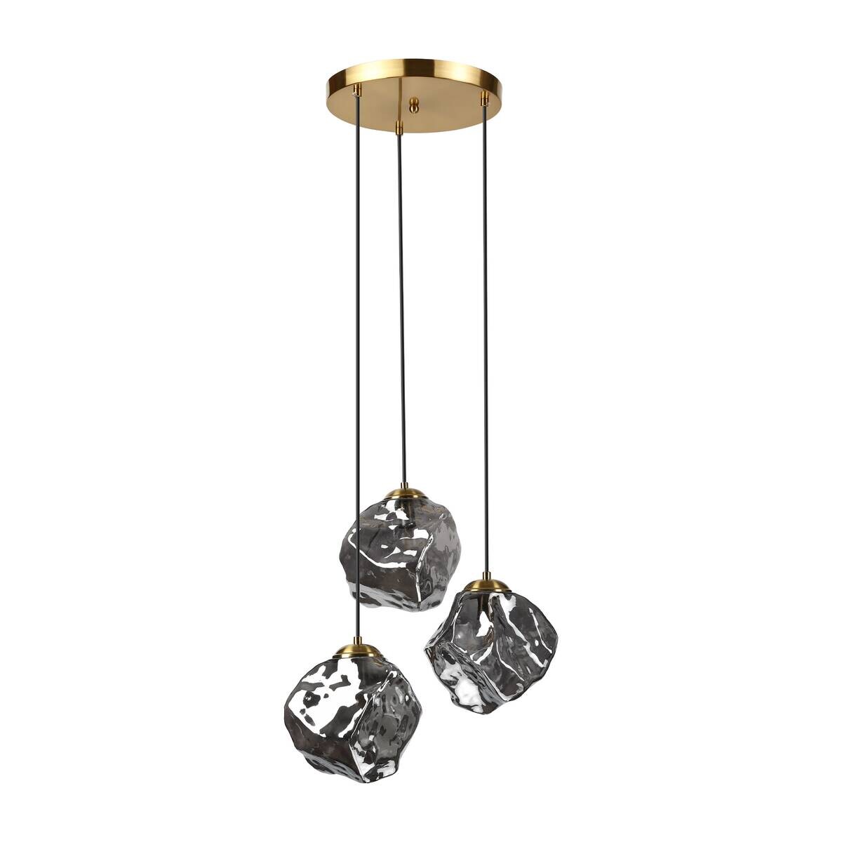 Lamkur Pendelleuchte weiß Rauch Stahl Glas B/H/L: ca. 47x120x47 cm E14 3 Brennstellen