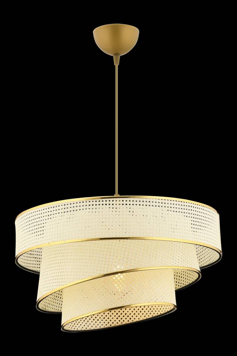 Opviq Pendelleuchte Couper gold weiß Baumwolle Metall B/H/L: ca. 40x72x40 cm E27 1 Brennstellen