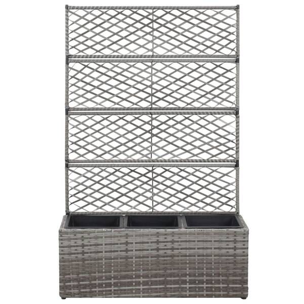 Hochbeet mit Rankgitter grau Polyrattan B/H/L: ca. 30x130x83 cm